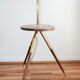 Lampadaire tripode bois et laiton