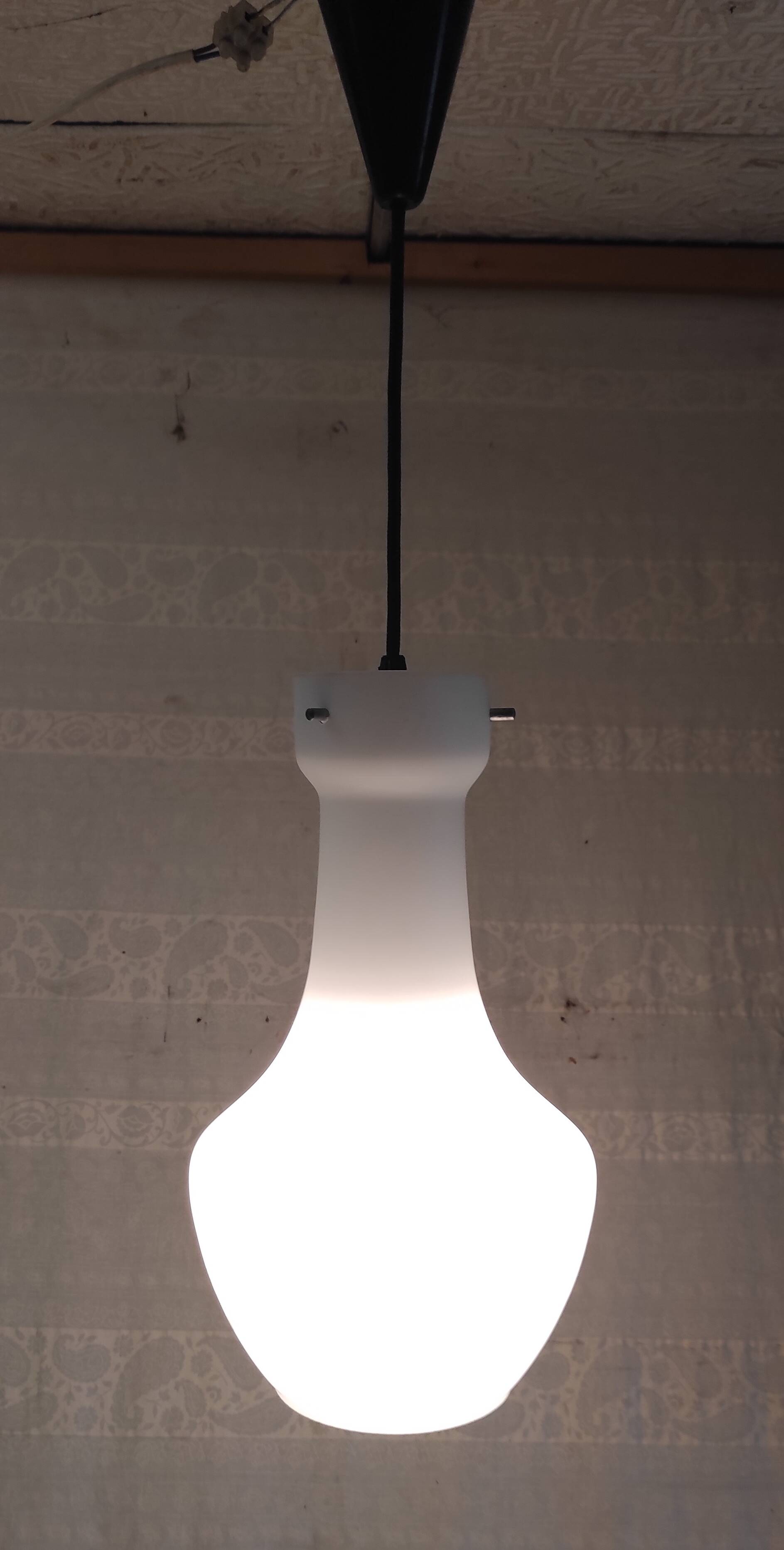 Opaline globe design pendant light by Targetti Sankey (Italy) - mid-20th century
