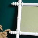 Bamboo mirror in wood turned white  46x40cm