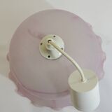 White and pink frosted glass pendant light/Vintage/1970s