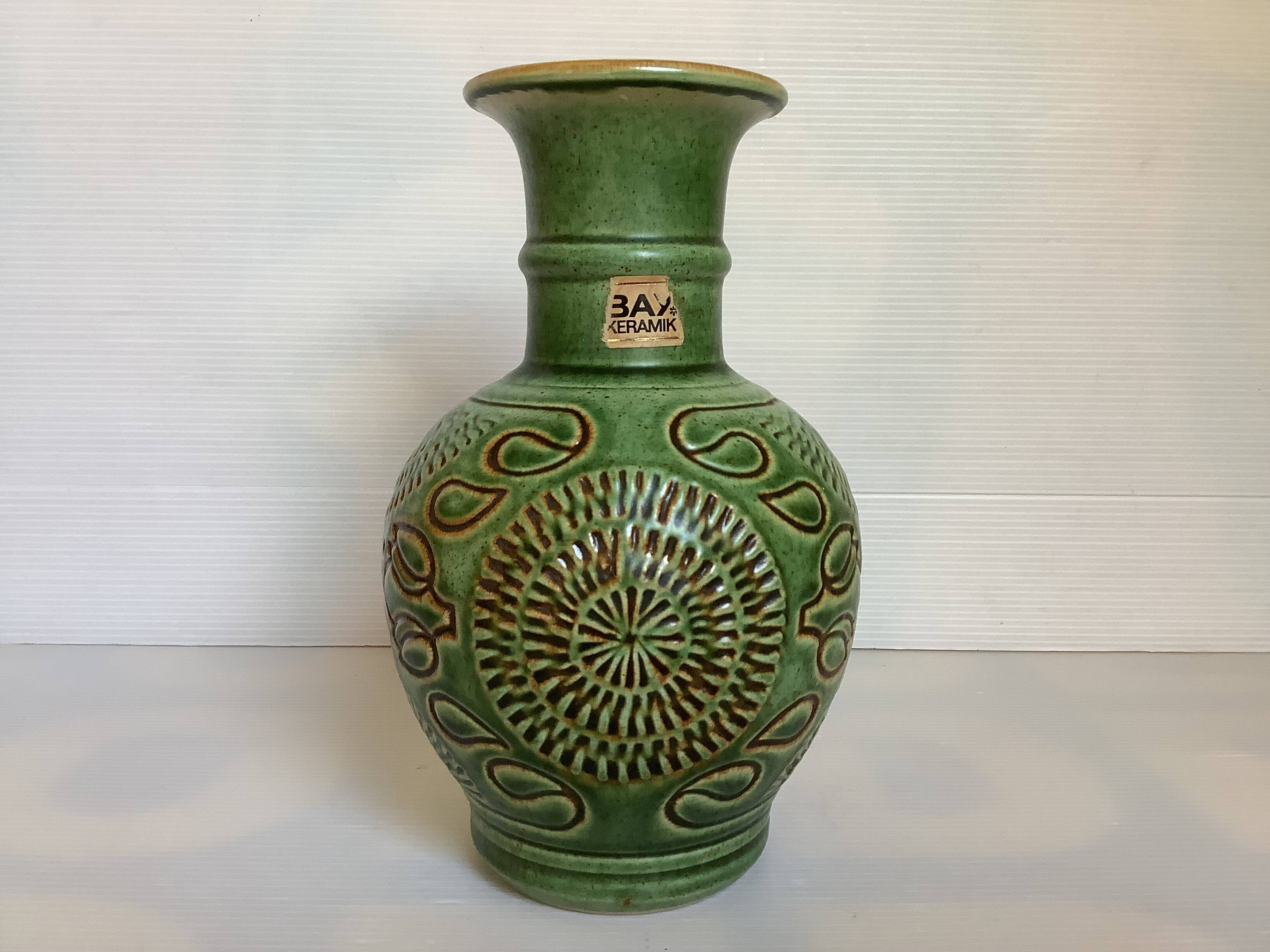 Green vase by Bay Keramik, West Germany.