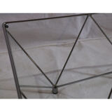 Minimalist coffee table in chrome metal and glass