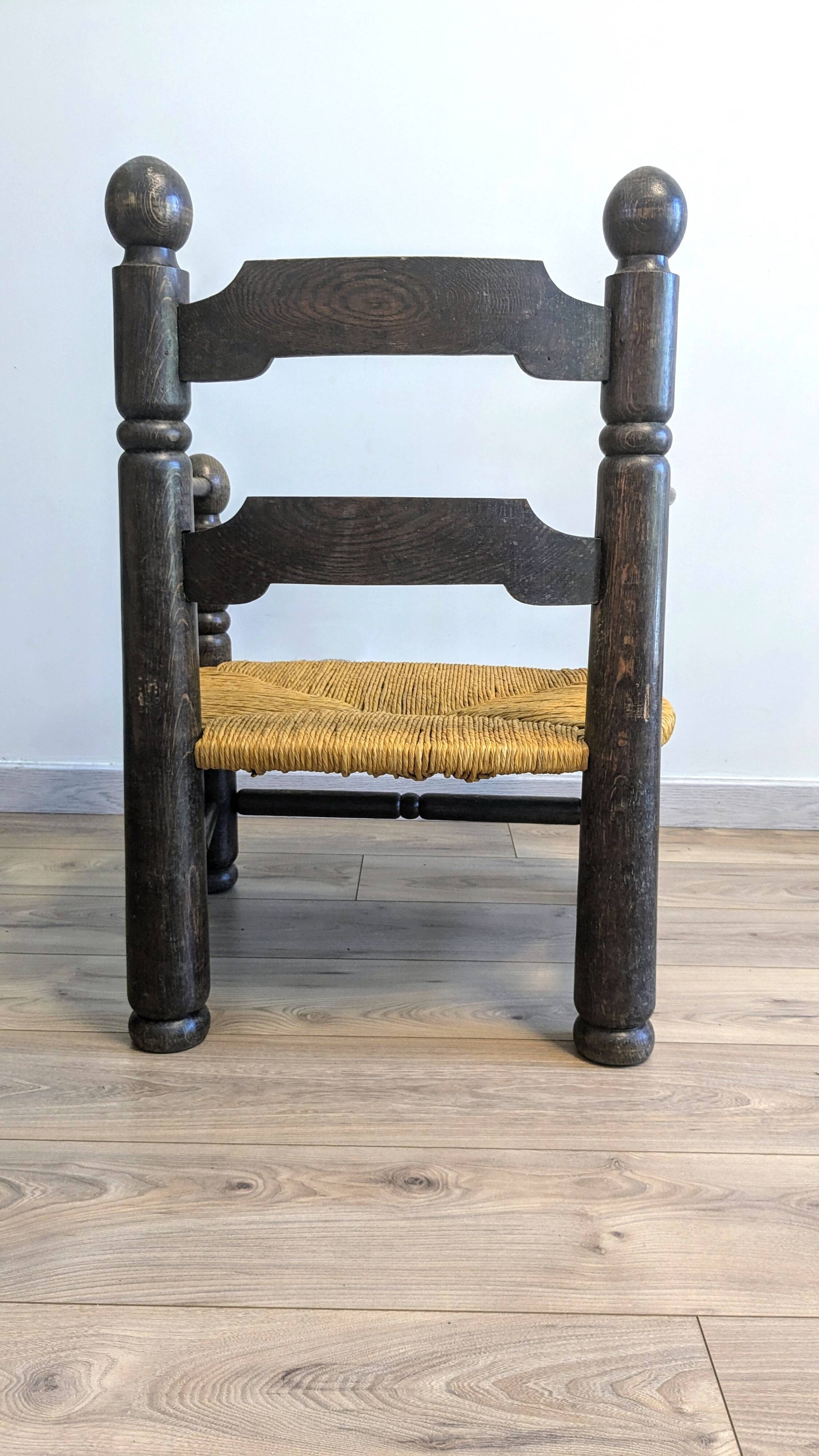 Genuine  Dudouyt style low oak armchair, 1940s