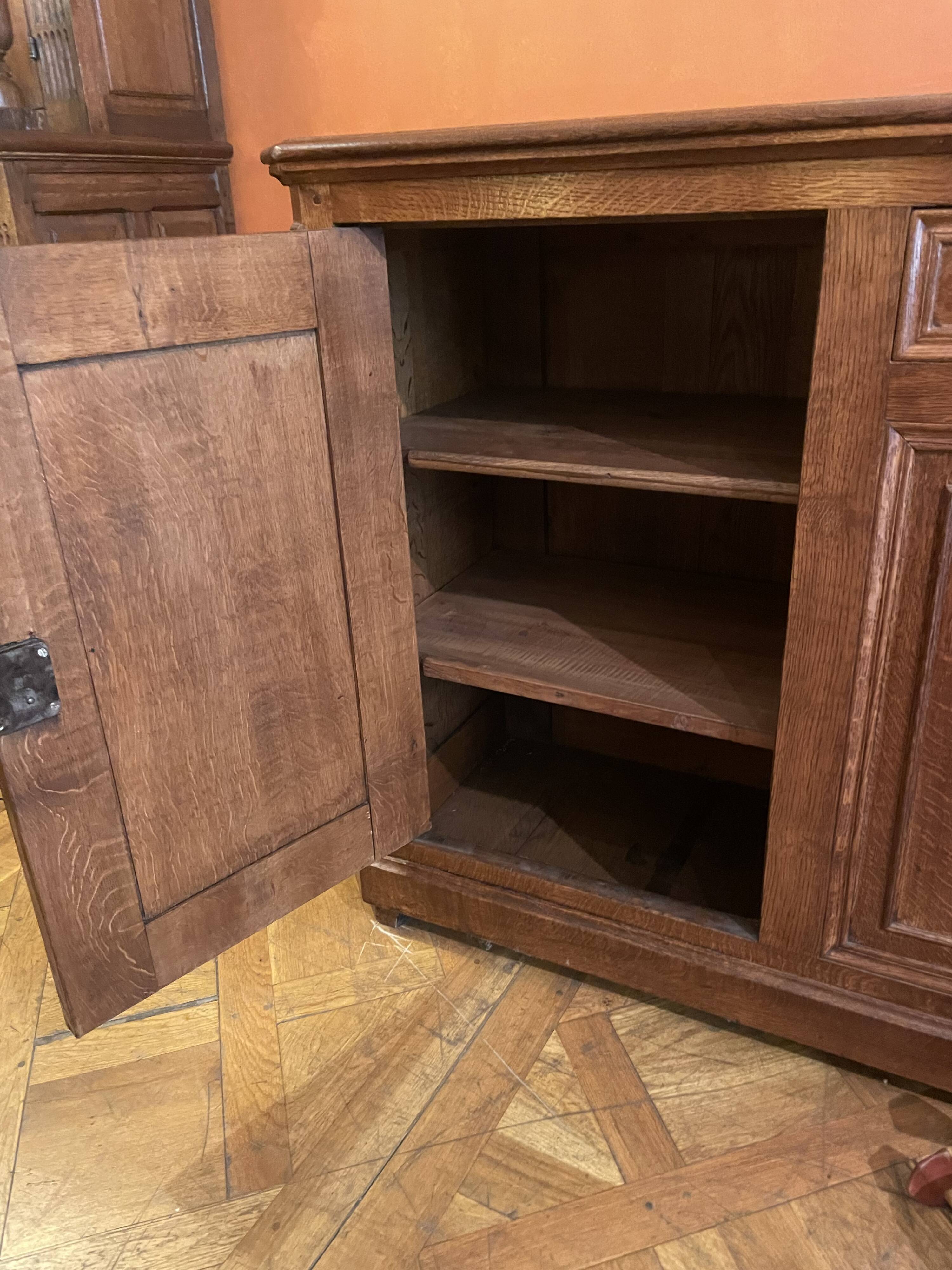 Large Oak Sideboard with Two Doors - 19th Century
