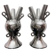 2 Grands Vases Vintage • Céramique Chromée • XXL • 1990