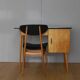 Bureau en bois des années 50 60 pied compas Baumann