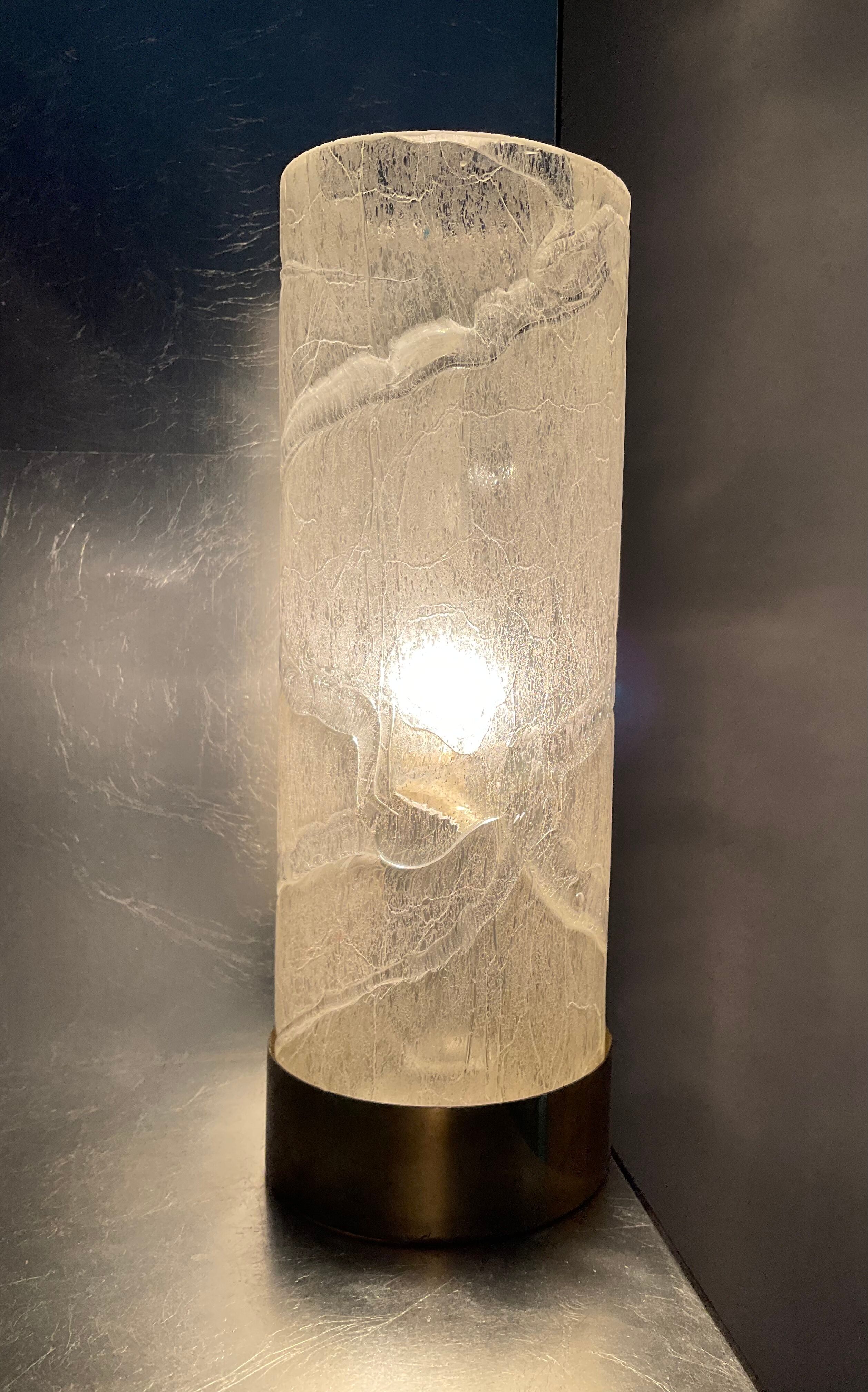Vintage wall lamp in glass and brass 70s