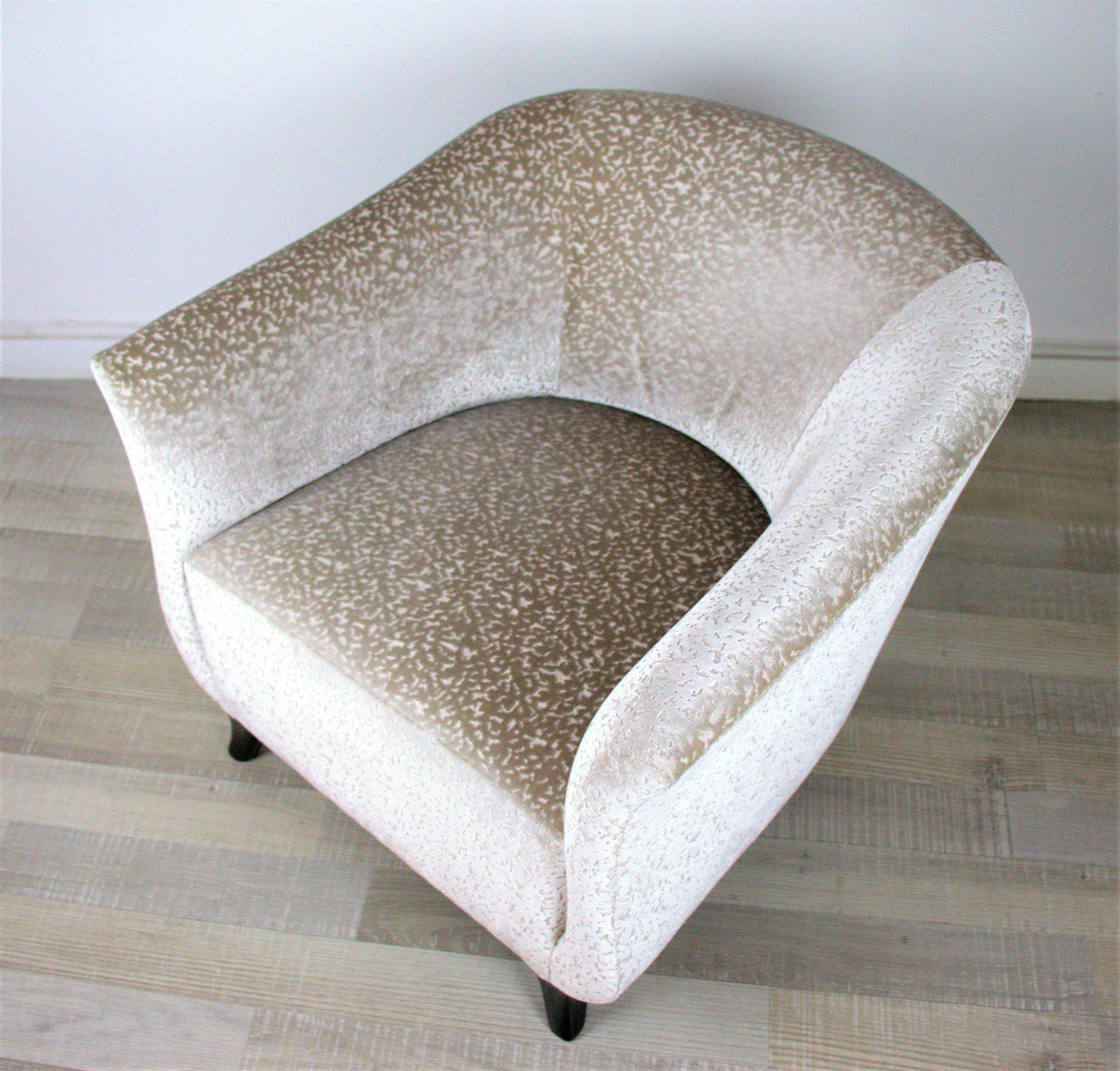 Vintage Club Chair in Beige Velvet, 1930s, Set of 2