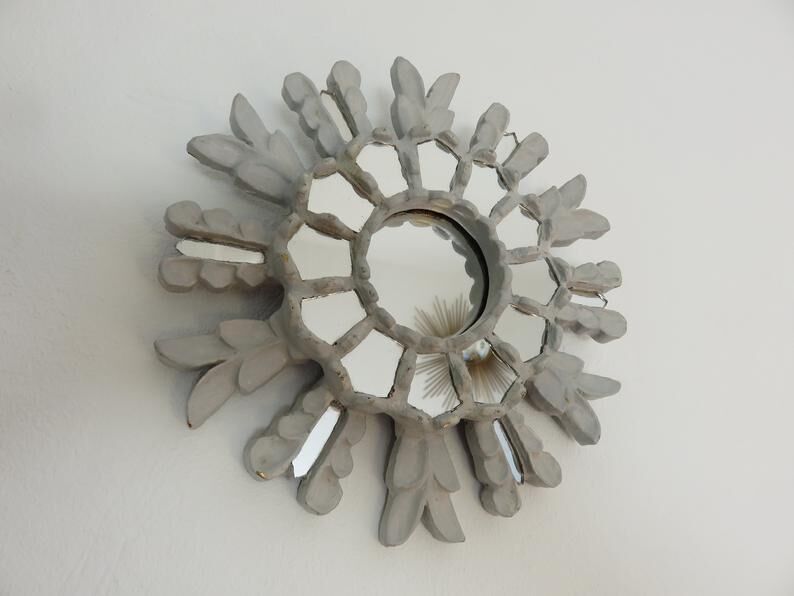 Wooden sun mirror with art deco inlays 40/50