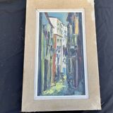 Signed Impressionist painting – Busy street scene