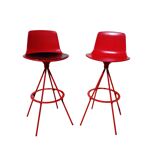 Paire tabourets de bar rouge / Vintage Design Lottus Enea