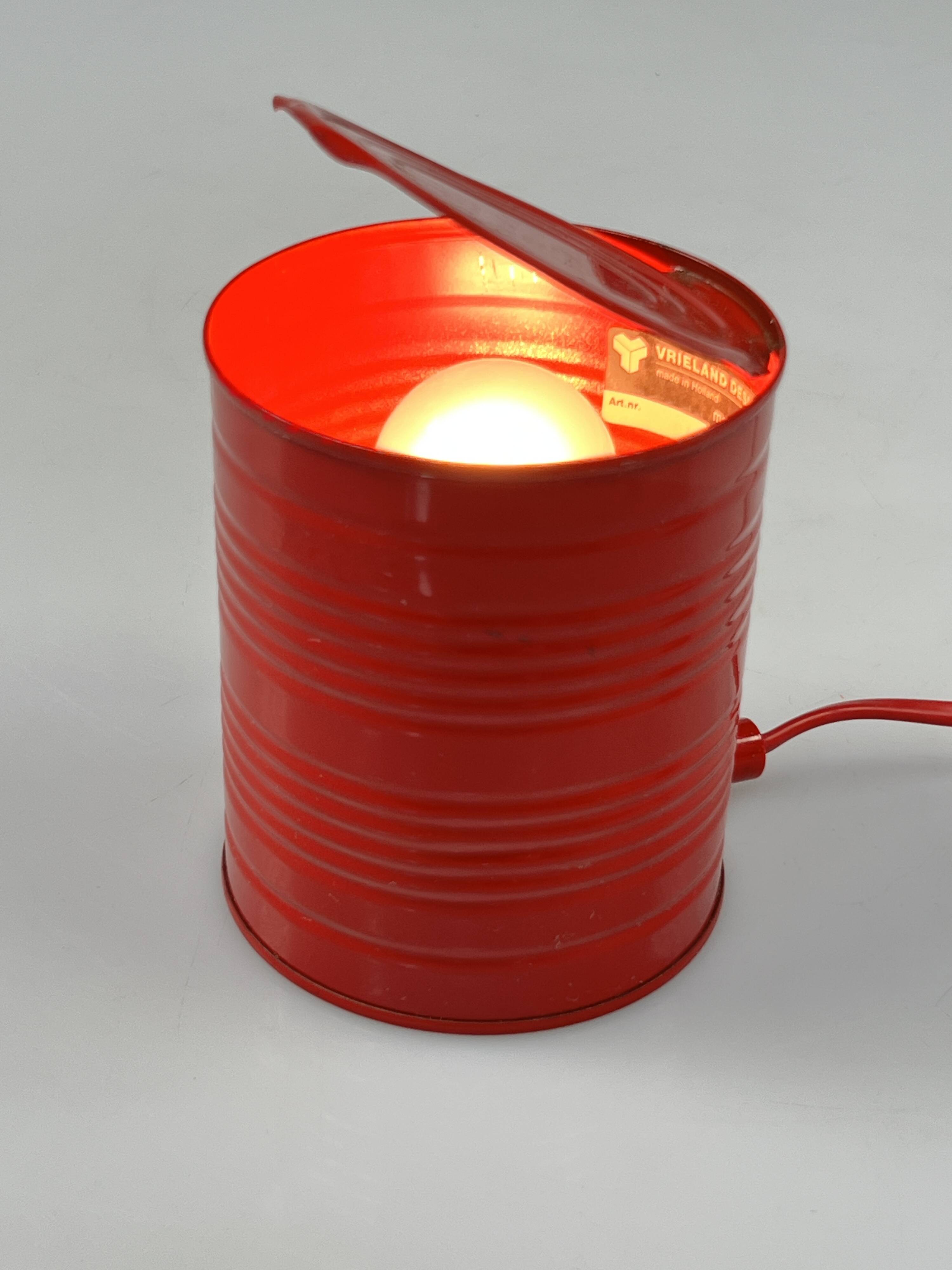 Vintage Red Tin Can Lamp, Ad Van Berlo, Vrieland Design, 1980s