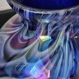 Vase bleu en verre irisé, florence, circa 1960