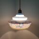 Suspension en opaline bleu et fleur rose
