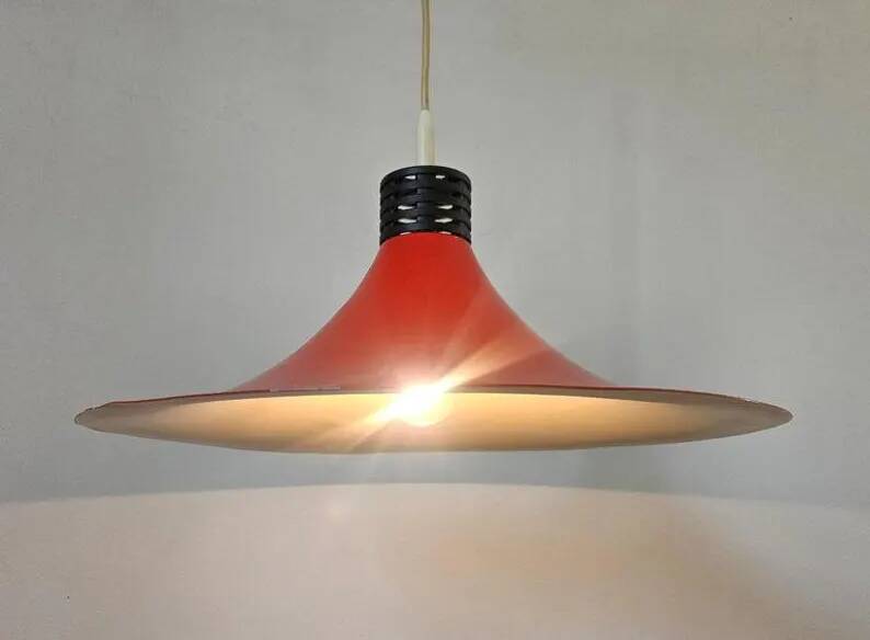 Rare Midcentury Red Pendant, Space Age, Italy, 1970s