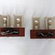 Pair of Scandinavian wall lamps, metal, teak and perspex 1960 vintage