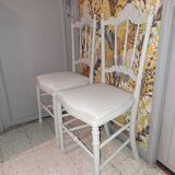 Lot de 2 chaises opéra style empire refaite tissu rayé xix coloris beige