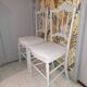 Lot of 2 empire style opera chairs redone in 19th century striped fabric, beige color