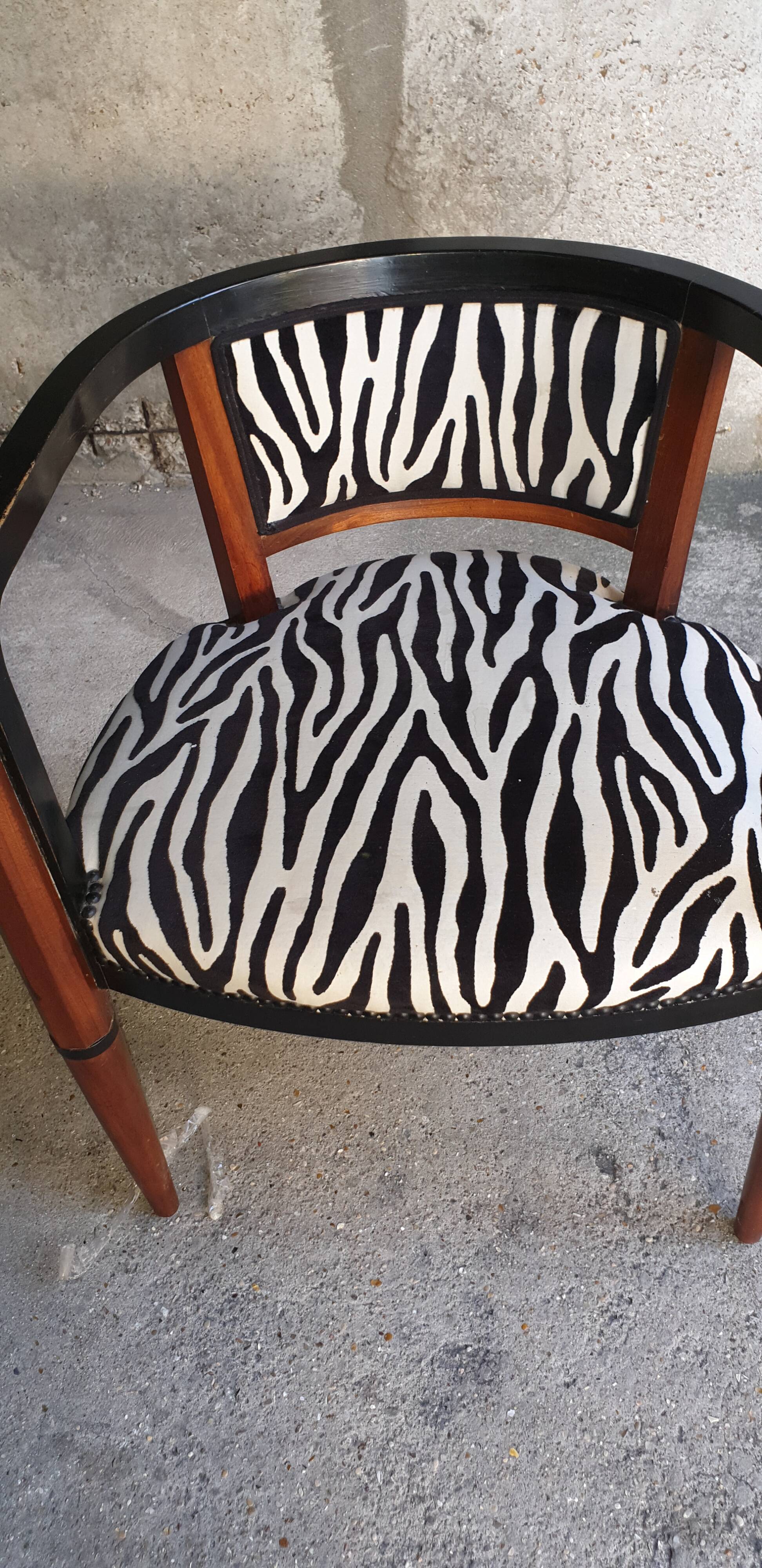 Art deco armchair with zebra tapestry