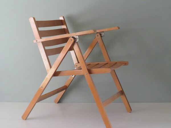 Ensemble de jardin pliant en bois vintage