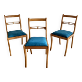 Beech wood chairs, sabre legs and upholstered seat, 1960s-1970s