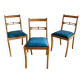 Beech wood chairs, sabre legs and upholstered seat, 1960s-1970s