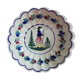 Round flat hollow Breton motifs signed HR Quimper