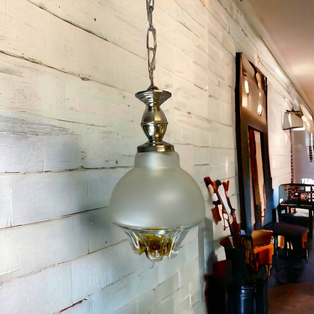 Italian Mazzega style Glass Hanging Lamp