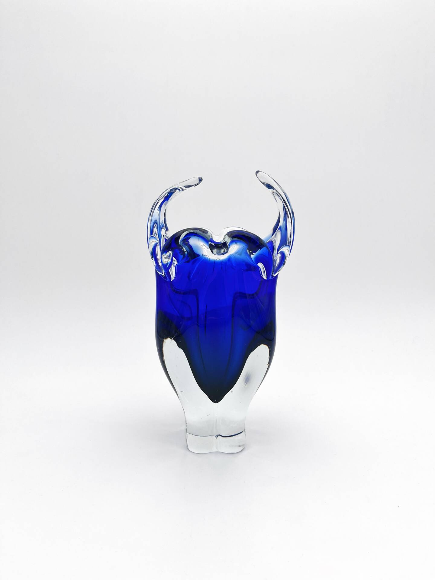 Vase Josef Hospodka Chribska Bohemia Cobalt Blue Glass 1960