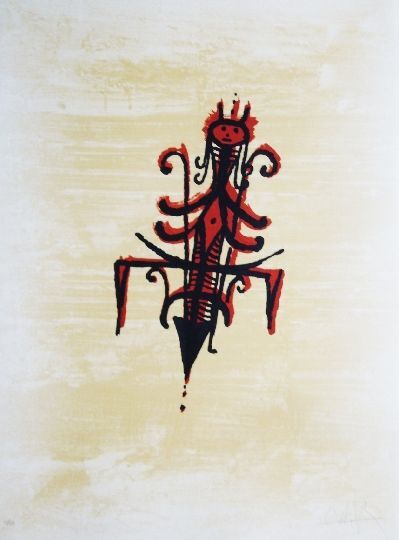 Wifredo LAM, El ultimo viaje del buque fantasma - 7, 1976. Original lithograph signed