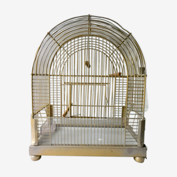 Cage à oiseaux en métal doré des années 60