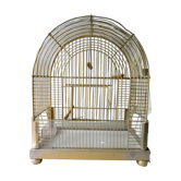 Cage à oiseaux en métal doré des années 60