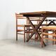 Set of six walnut and rattan dining chairs