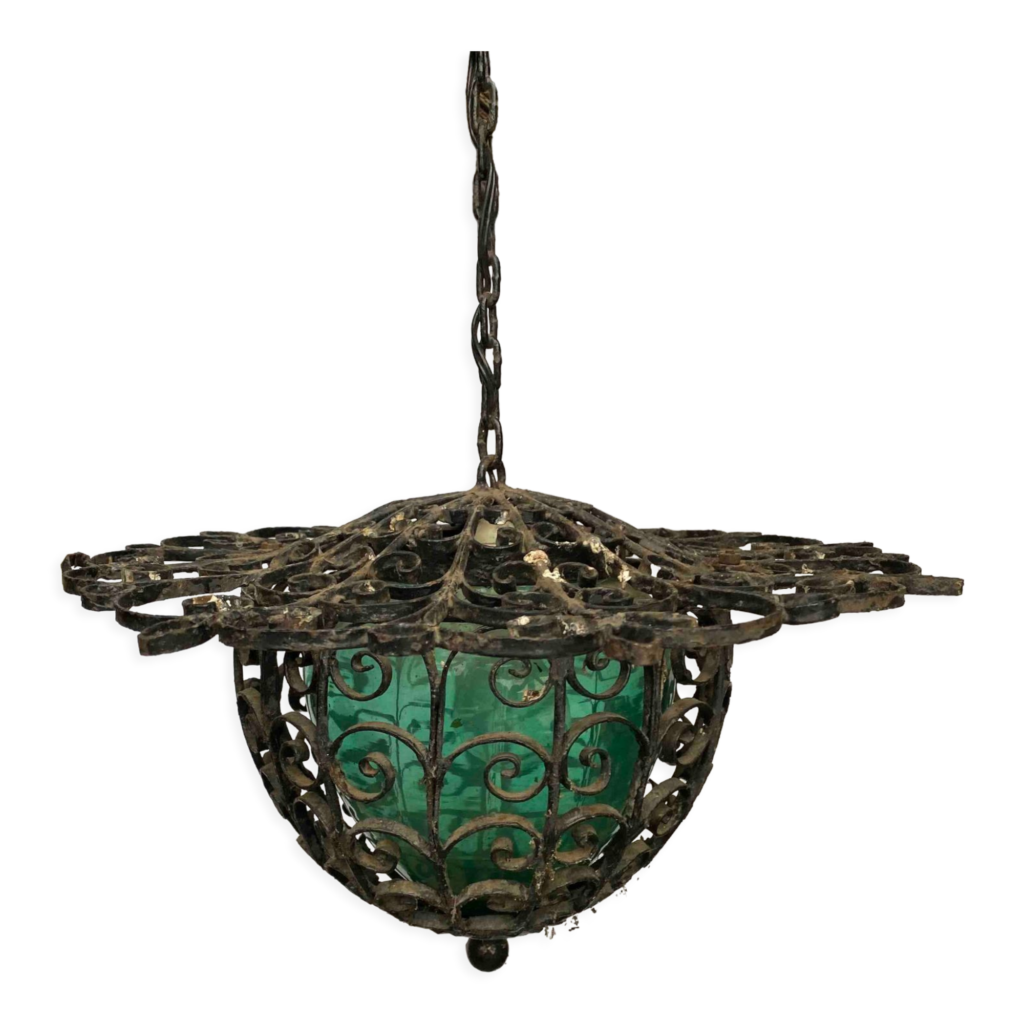 Wrought iron and glass lantern