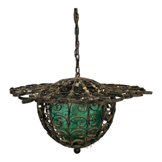 Wrought iron and glass lantern