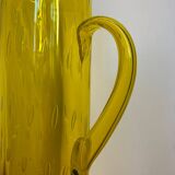 Pichet en verre Murano bullé jaune vintage