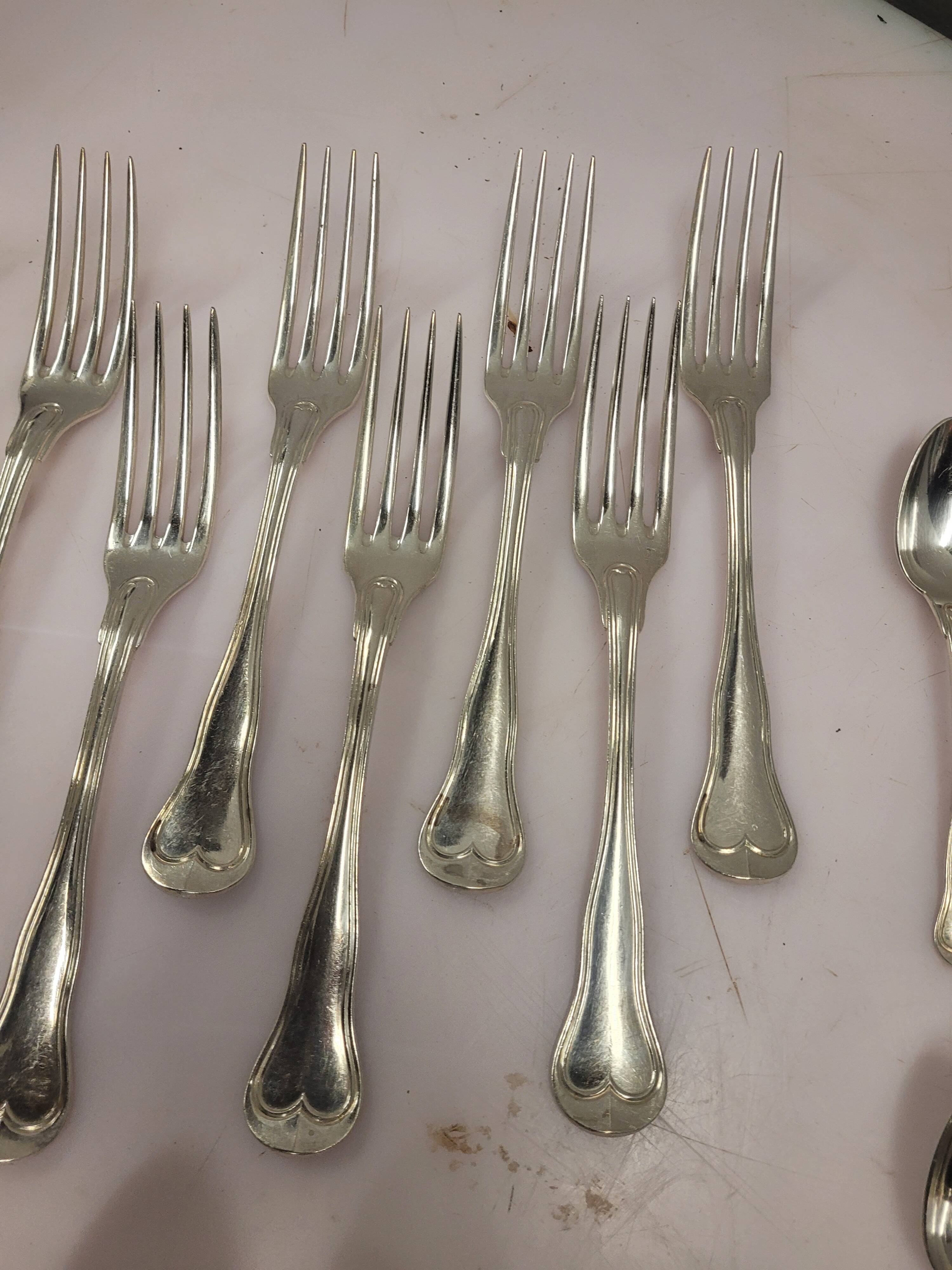 Christofle cutlery set in silver metal 36 pieces with its box