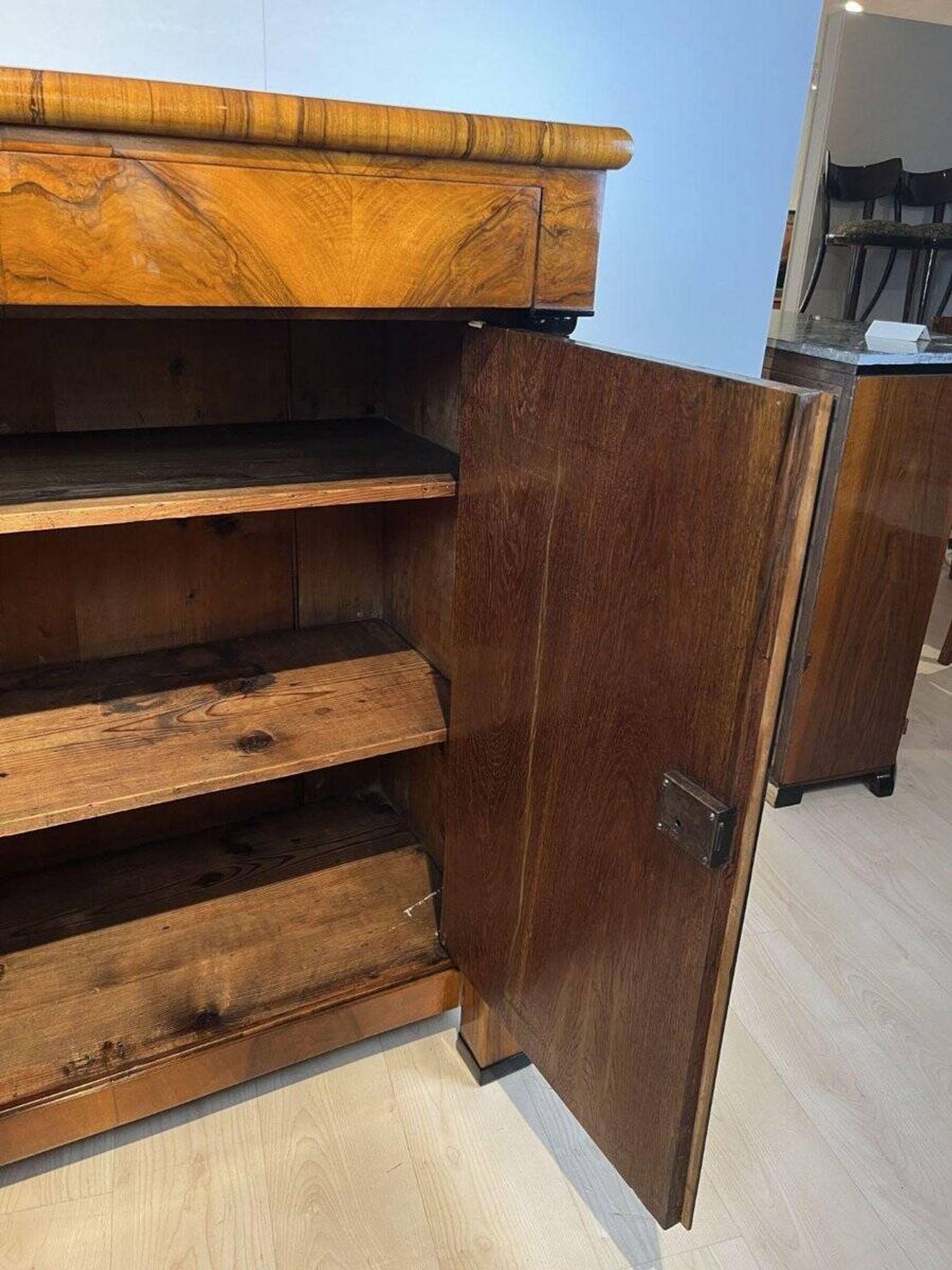 Large Biedermeier Half-Cabinet in Ebonized Walnut, South Germany, 1820