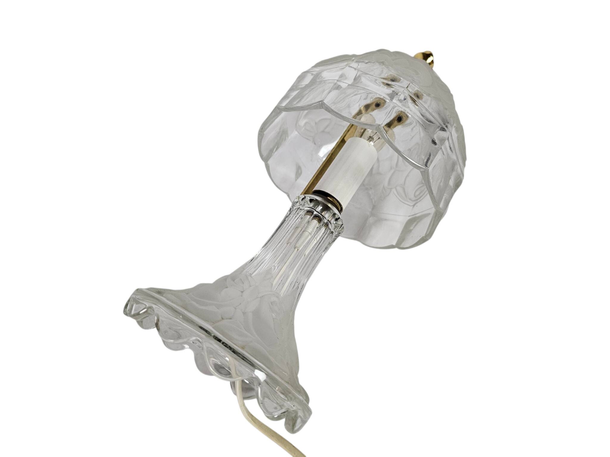 Lampe de table,  cristal - verre taillé - motif floral - années 90