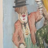 Peinture à l'huile sur toile nando da pistoia, clowns des années 60