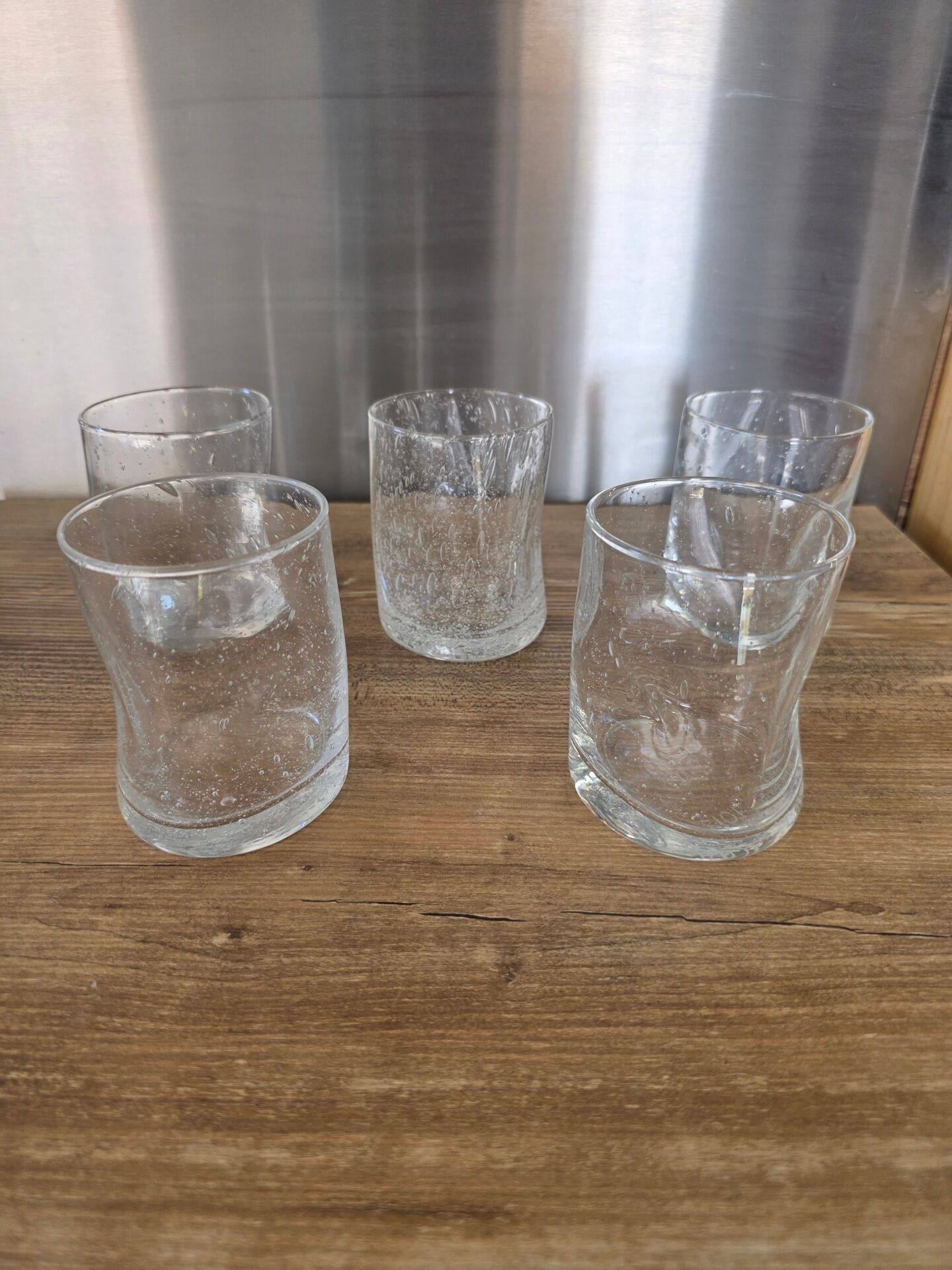 5 engraved bubble glass cups BIOT Free-form pinched (H 10 cm)