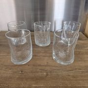 5 engraved bubble glass cups BIOT Free-form pinched (H 10 cm)