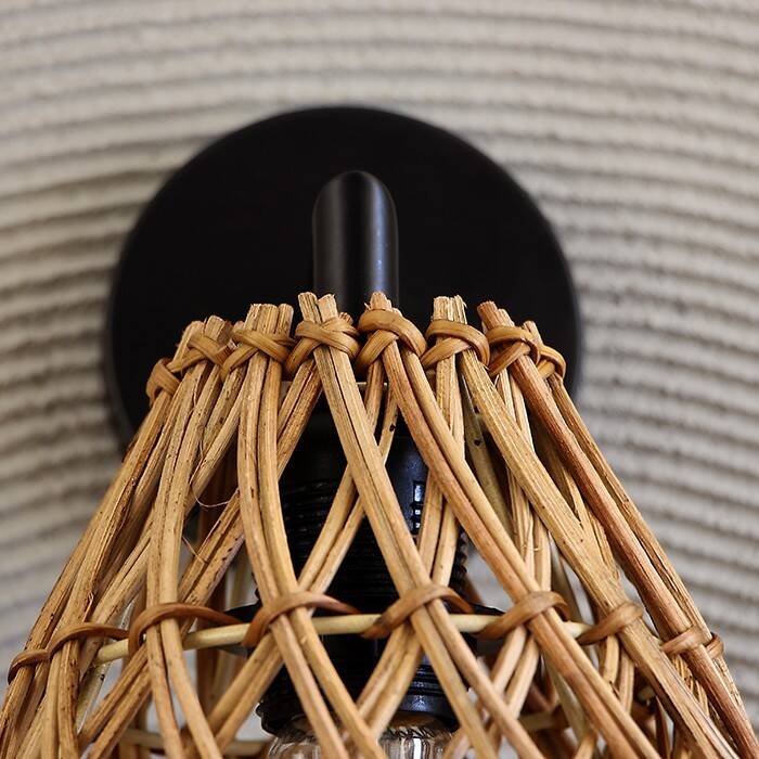 Rattan & Bamboo Classic Sconce Lamp, 15x17Cm