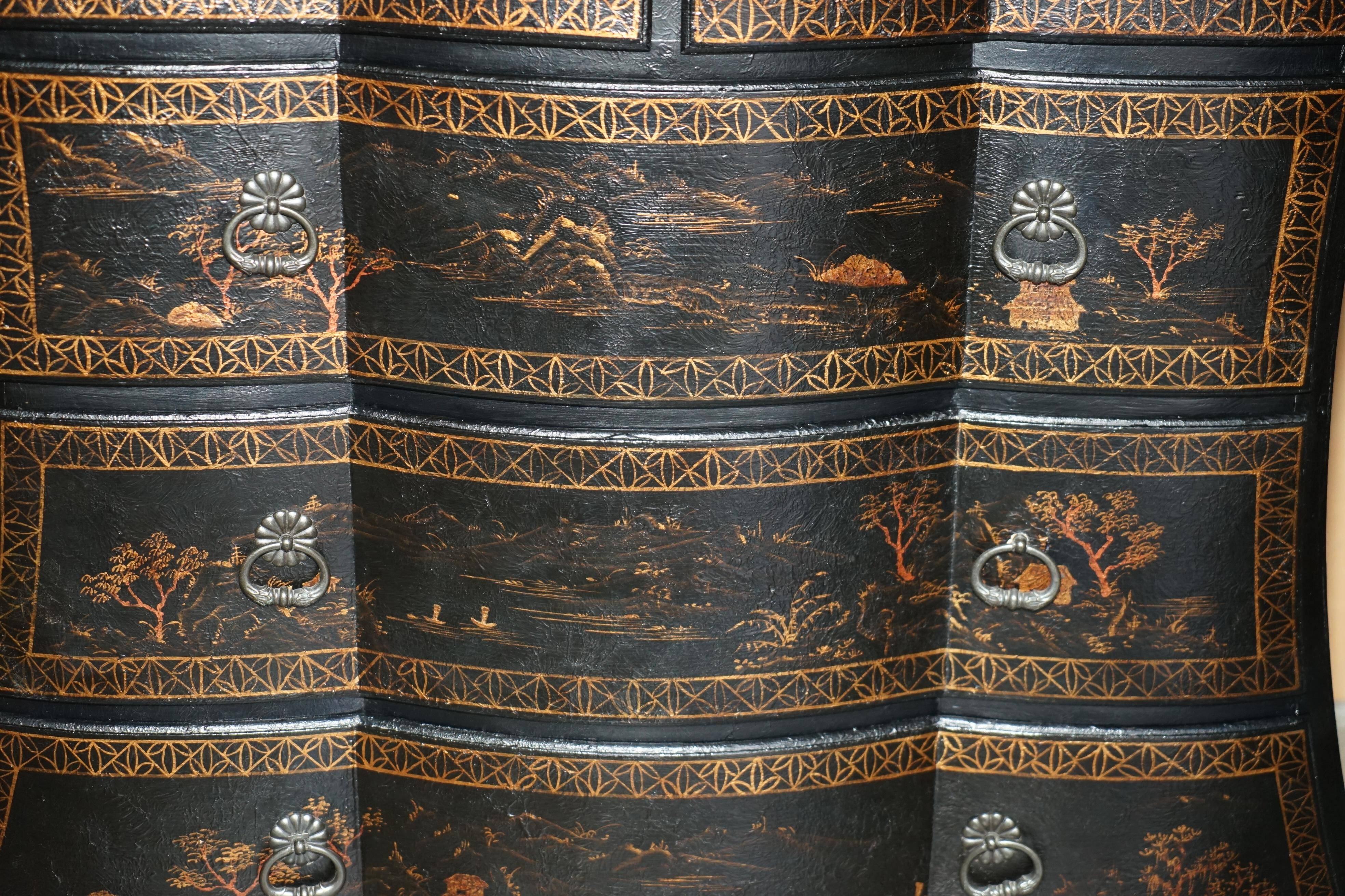 Commode Chinoiserie Antique Peinte à la Main