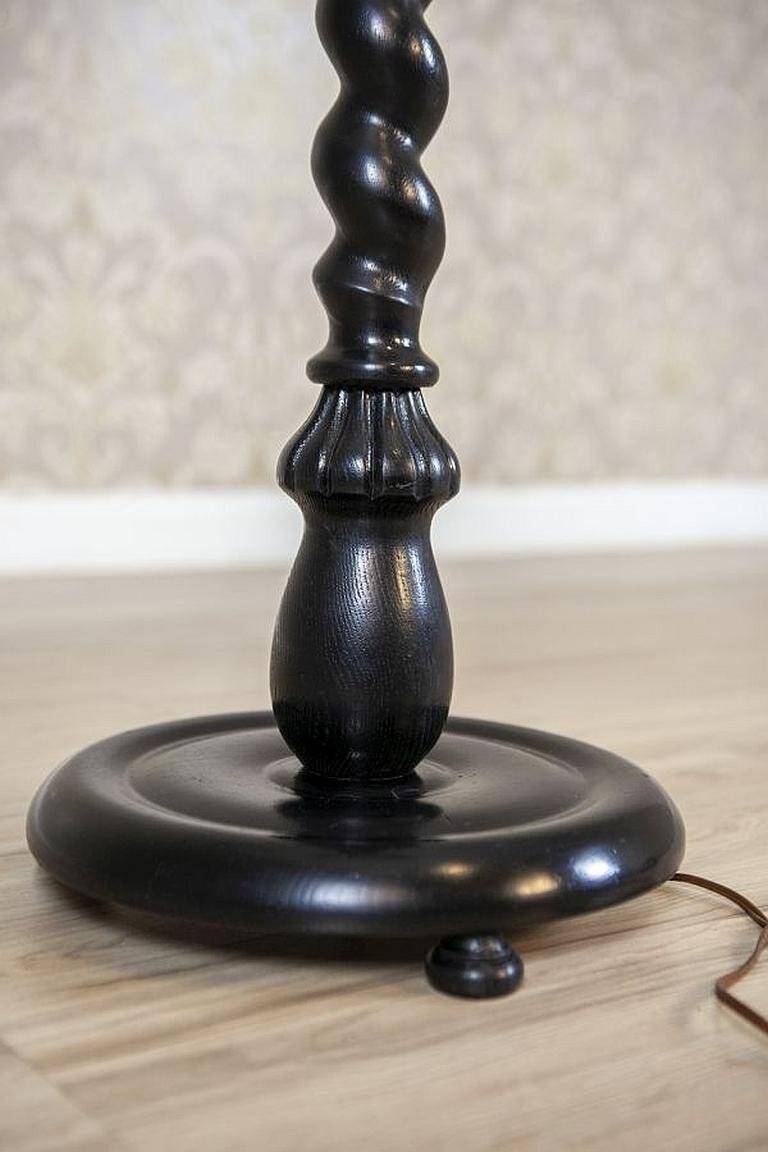 Early 20th Century Floor Lamp with Floral Fabric Shade, 1950s