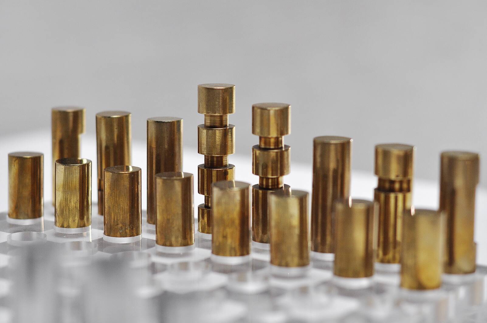 Modernist French Acrylic Glass Chess Set, 1970s, Set of 17