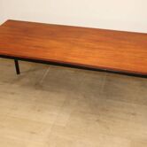 Teak and black lacquered metal table, Denmark 1950