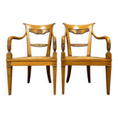 Pair of Directoire-Consulate style armchairs in blond walnut circa 1900