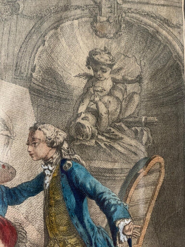 Chevallier, Le peintre amoureux de son modèle, gravure, XXème siècle