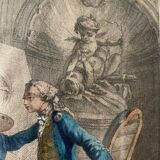 Chevallier, Le peintre amoureux de son modèle, gravure, XXème siècle